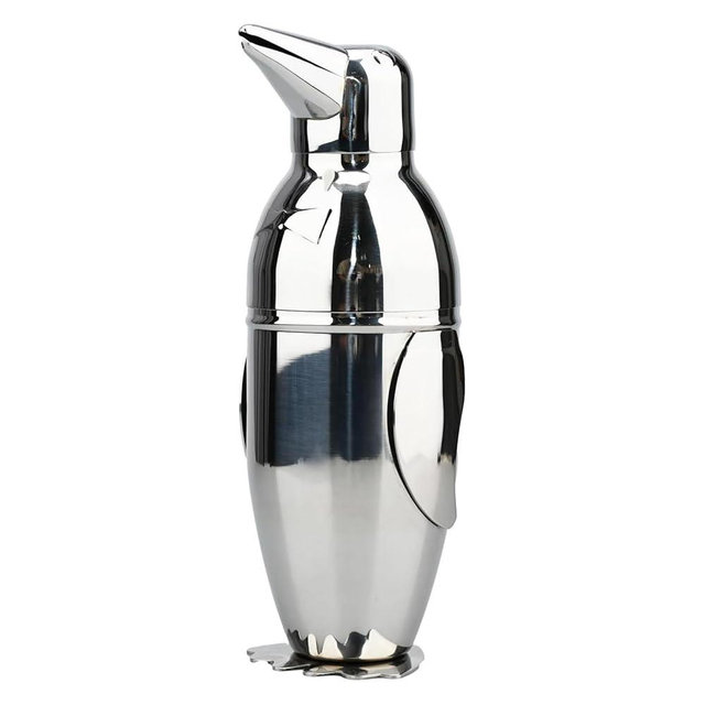 Penguin Cocktail Shaker with Strainer, Bar Essentials, Bartender Shaker and Strainer Set, Stainless Steel Shaker Bottle, 17 oz