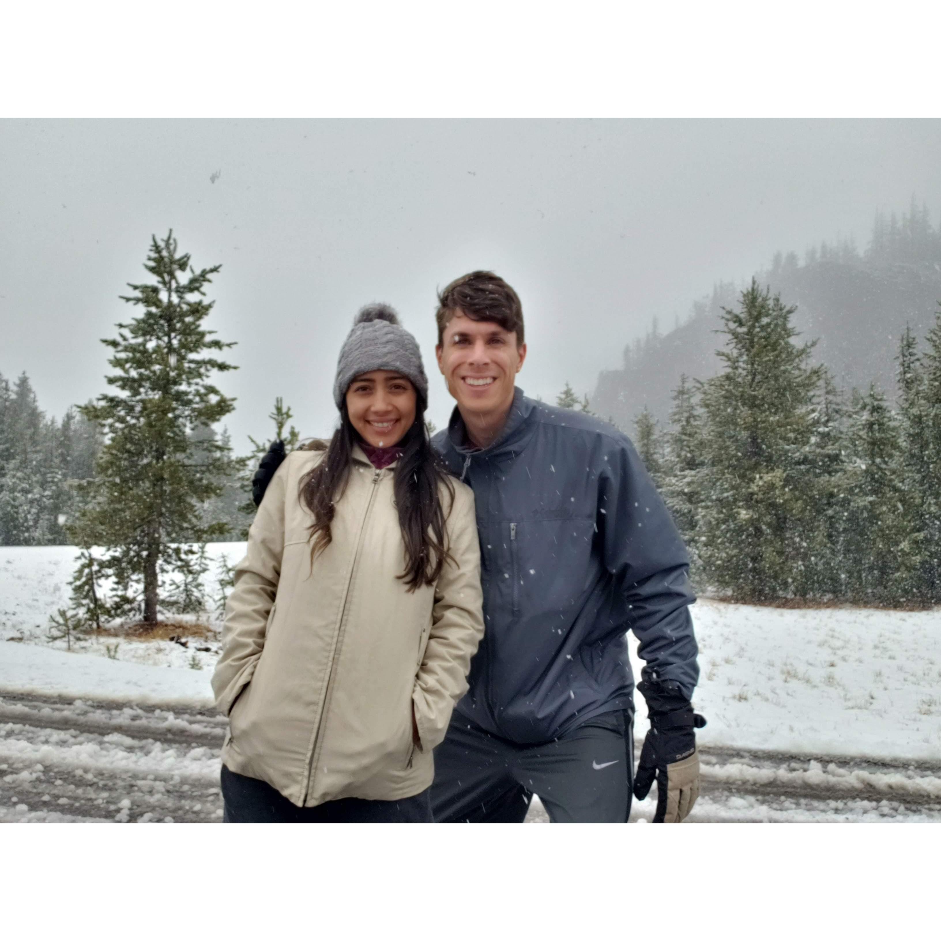 We were going on a hike and had to turn around because a snow storm started coming in. -Oregon
