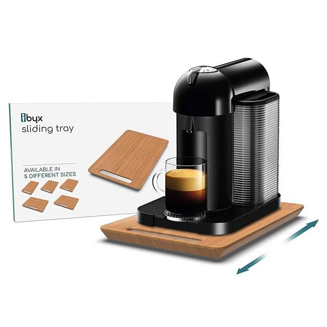 Ibyx Kitchen Appliance Slider for Counter – Bamboo Under Cabinet Sliding Tray for Coffee Maker, Air Fryer, Food Processor, Blender, Toaster – Kitchen Appliance Rolling Tray for Countertop (9.5” X 14”)