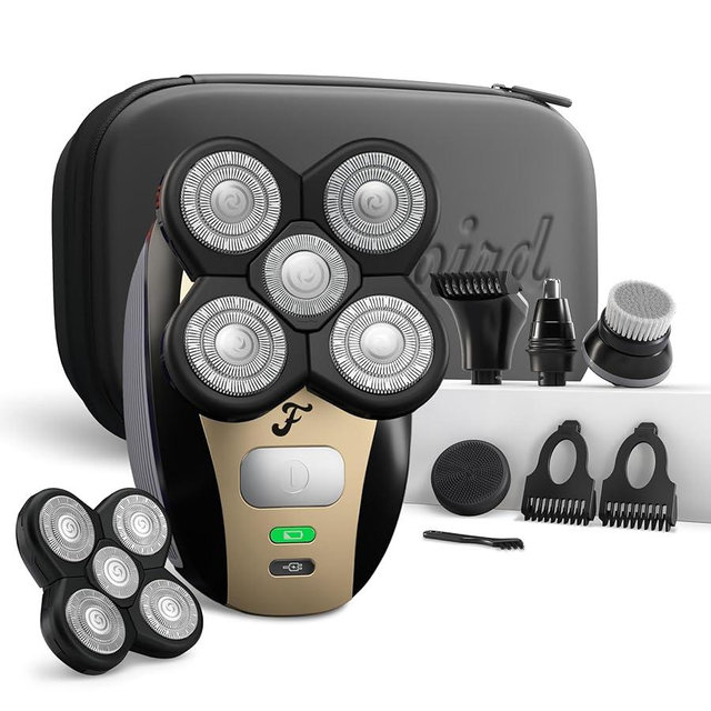 Freebird FlexSeries Electric Head & Body Hair Shaver, Mens Cordless Rechargeable Wet & Dry Skull, Bald Head, Back, Groin Waterproof Razor (FlexSeries, Shaver Kit + Travel Case + Extra Blade)