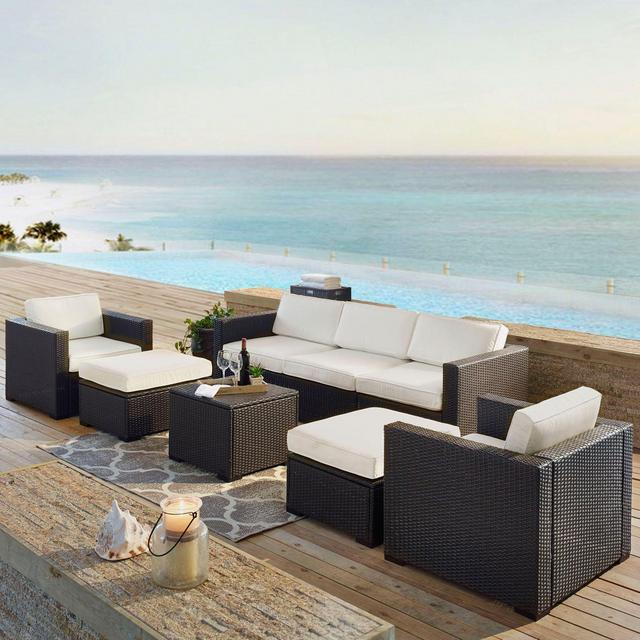 Norbourne Isle 7-Piece Resin Wicker Outdoor Furniture Set with Cushions in White
