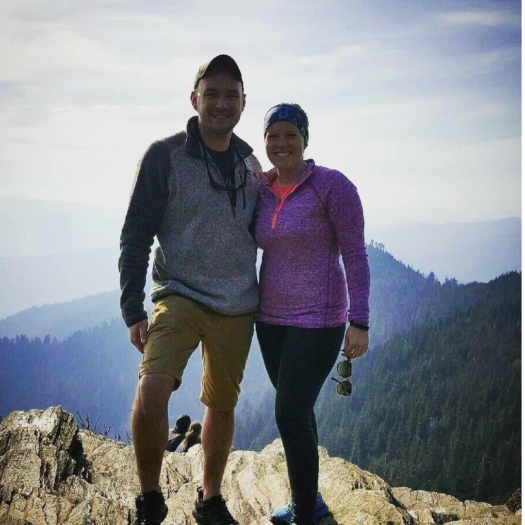 We hiked 11 mi to make it official. Our first picture together on top of Mt. Leconte!