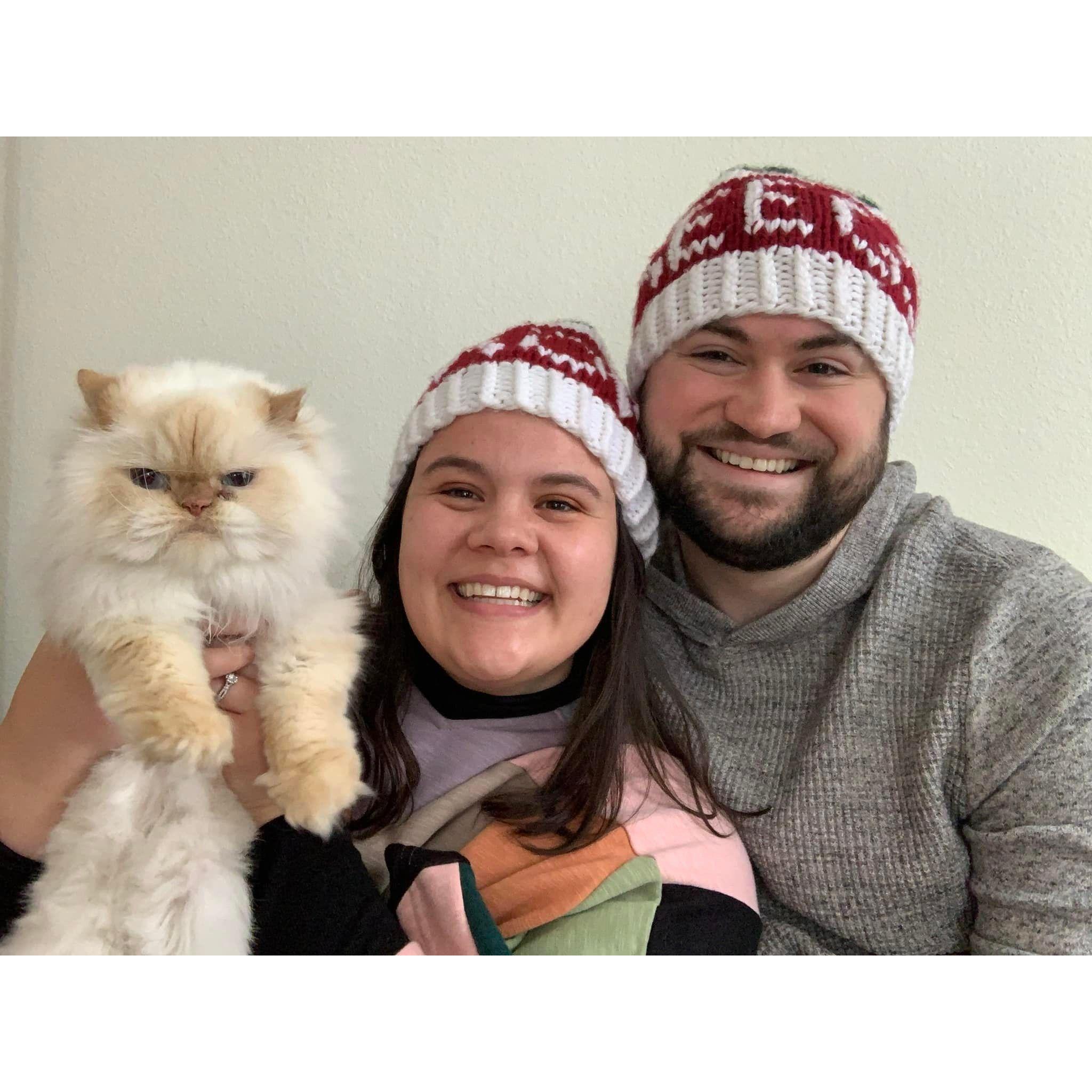 First Christmas together in our new apartment! This was before we adopted our second cat, Pico.