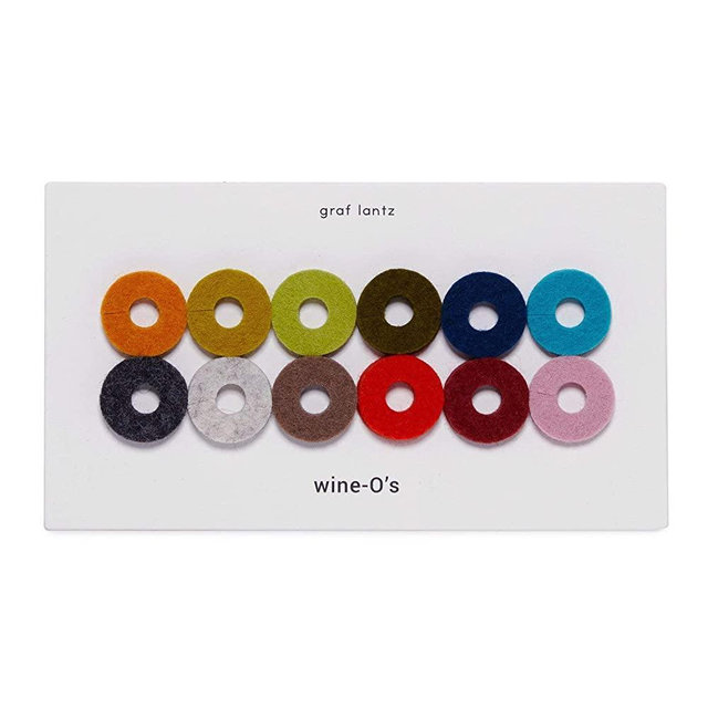 Graf Lantz Wine-O's Wine Glass Identifier - 12 Piece - Round 100% Merino Wool - Eliminate Unknown Glass Syndrome - Midcentury Mix
