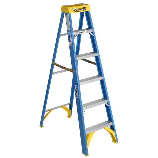 Werner 6000 Fiberglass 6.25-ft Type 1- 250-lb Capacity Step Ladder