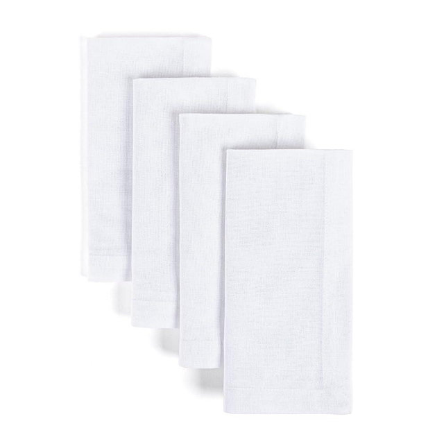 Over&Back Woven Chambray Cotton Cloth Napkins - Washable Napkins Set for Mixing, Matching, and Creating a Custom Home Decor Tablescape - White