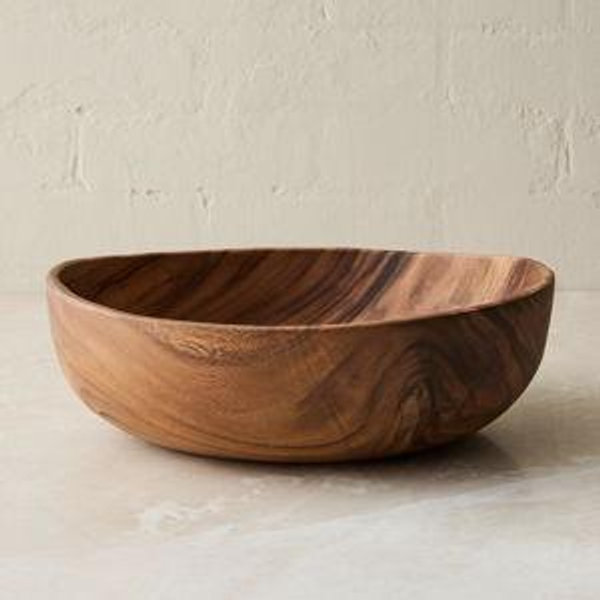 Large Organic Shaped Wood Serving Bowls - Acacia Wood, Each