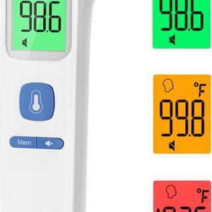 Thermometer for Adults and Kids, Digital Forehead Thermometer with Fever Alarm, Silent Mode & 35-Set Memory, Object 2 in 1 Mode