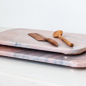 Pink Marble Tray with Copper Feet