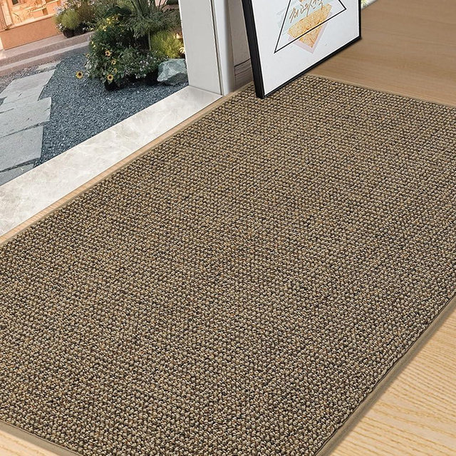 BEQHAUSE Dirt Trapper Door Mat 36" x 60", Non-Slip Washable Doormats Entrance Mat, Dirt Resistant and Absorbent Welcome Mat, Low Profile Floor Mats for Front Back Door and Entryway, Beige