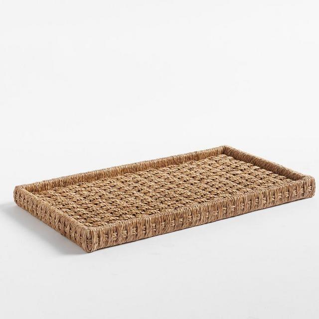 Amaya Handwoven Twisted Seagrass Tray, Rectangle, Natural