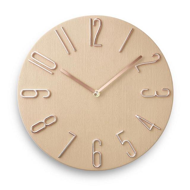 fapugh 12 Inch Wall Clock Silent Non Ticking, Preciser Modern Style Decor Clock for Home, Office, School, Kitchen, Bedroom, Living Room（Beige）