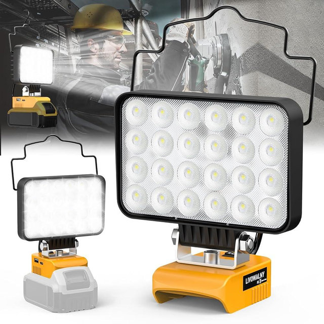20V Dewalt Battery Operated Work Light: 7800 Lumen LED Flashlight - 78W Portable Light with USB-A & Type-C Charging for Camping, Hiking