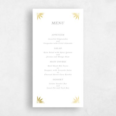 White Wedding Menu - Onyx Foil