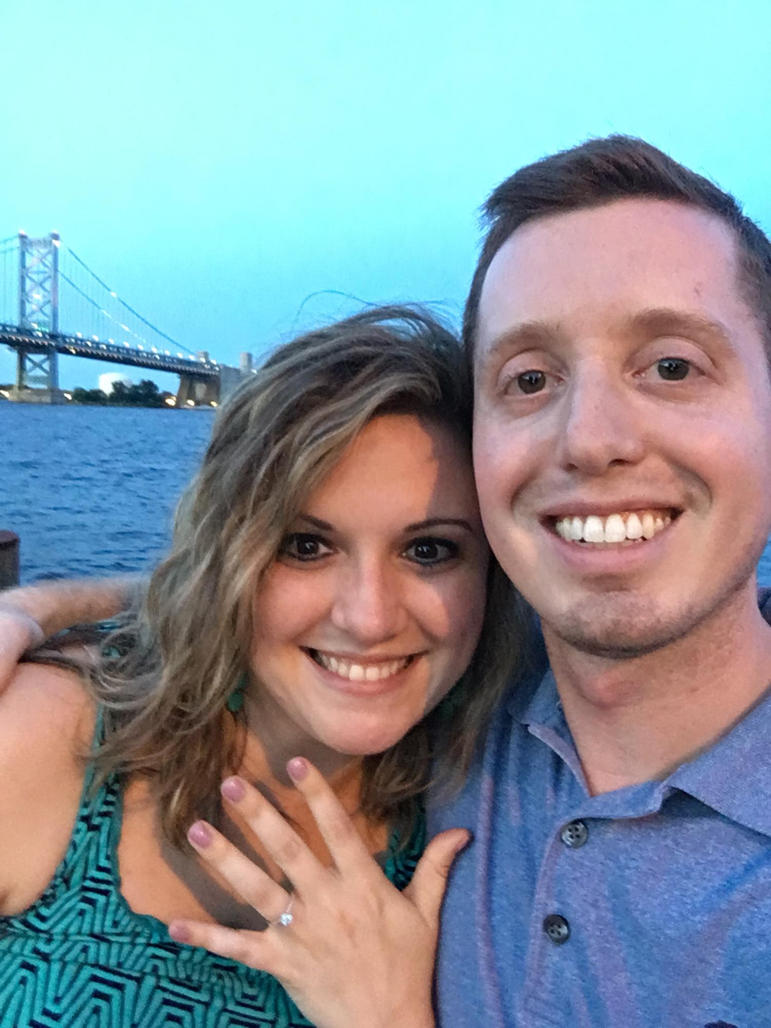 The happiest moment in our lives, this was right after Jeff had proposed in Philly on the Delaware River at Penn’s Landing.