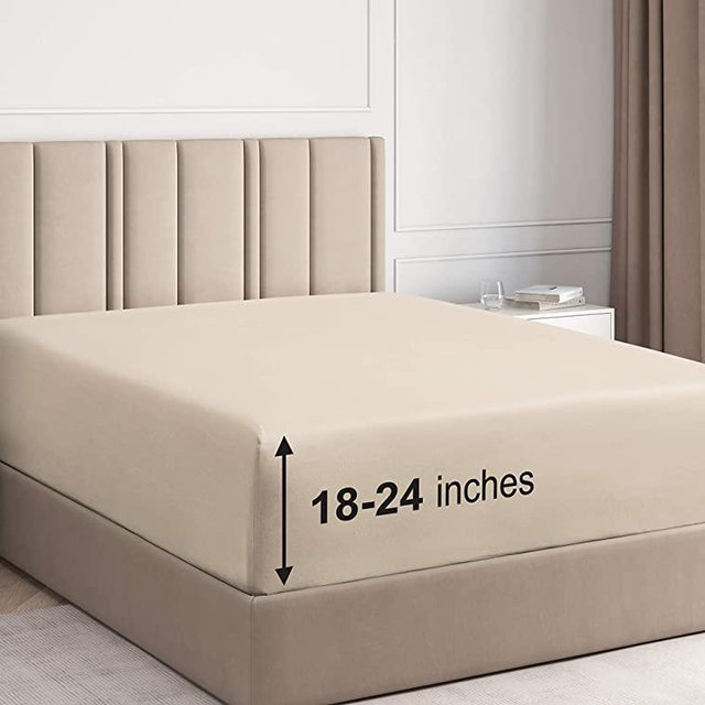 Extra Deep Pocket Fitted Sheet - Single Fitted Sheet Only - Extra Deep Pockets King Size Sheets - Fits 18 In to 24 In Mattress - Extra Deep King Fitted Sheet - Deep Pockets that Actually Fits Mattress