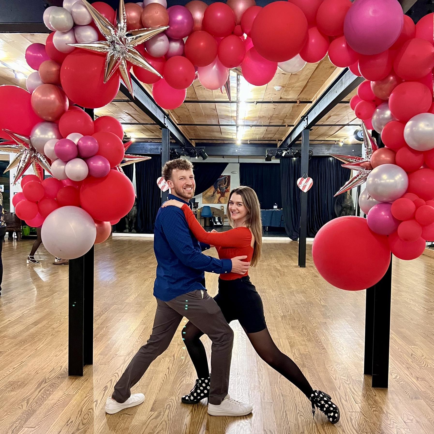 Celebrating our first Valentine's Day together at a Salsa class in the city. Not pictured: the delicious dinner Aaron cooked for Meg before our lesson.