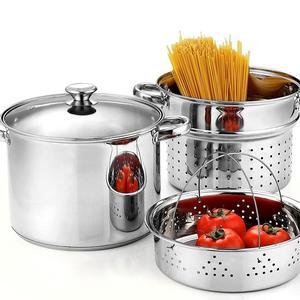 Neway International Housewares - Cook N Home 4-Piece 8 Quart Pasta Cooker Steamer Multipots, Stainless Steel