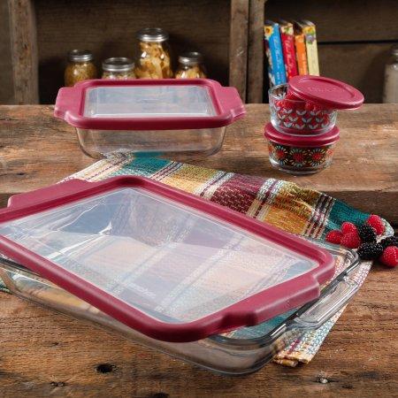 The Pioneer Woman 8-Piece Glass Bake and Store Decorated Set