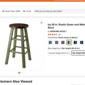 Ivy 29 in. Rustic Green and Walnut Bar Stool