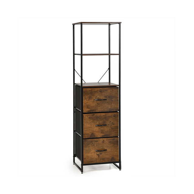 Costway Tall Storage Tower with 3 Drawers and 3 Shelves, Freestanding Vertical Dresser Chest