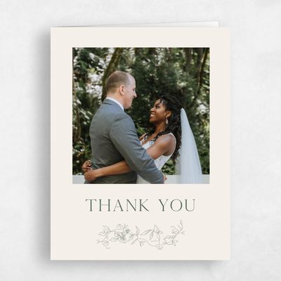 Grayed Hunter, Beige Wedding Thank You - Plumeria Photo
