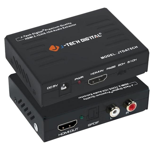 J-Tech Digital Premium Quality 1080P HDMI To HDMI + Audio (SPDIF + RCA Stereo) Audio Extractor Converter (JTDAT5CH)
