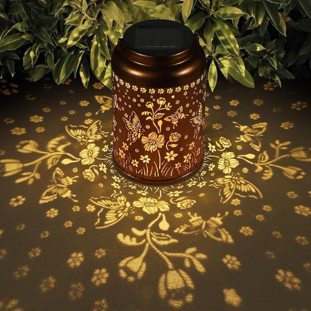 Solar Lanterns Outdoor Waterproof Hummingbird Garden Decor Christmas Gifts for Women Mom Grandma Hanging Lights Metal Solar Decoration Outside for Yard, Patio,Backyard,Porch(Butterfly and Sunflower)