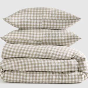 European Linen Duvet Cover Set - Full/Queen in Willowleaf Gingham