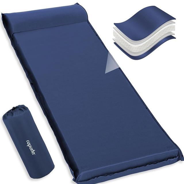 ropoda Self Inflating Sleeping Pad - Fast-Rebound, 3" Thick Elastic Foam Sleeping Pad,Camping Mat with Pillow, Storage Bag, 4-Season Camping Mattress Pad for Camping, Cars, Expandable Sleeping Pad