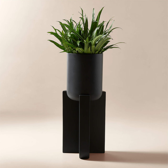 Verro Black Cement Standing Planter Tall