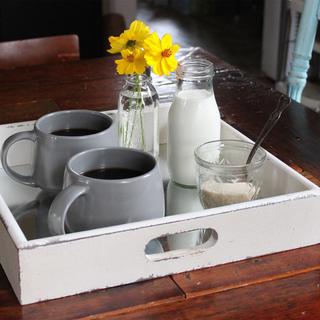 3-Piece White Wooden Tray Set