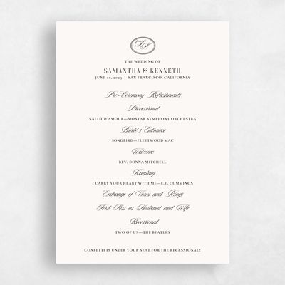 Beige Simple Wedding Program - Cillian