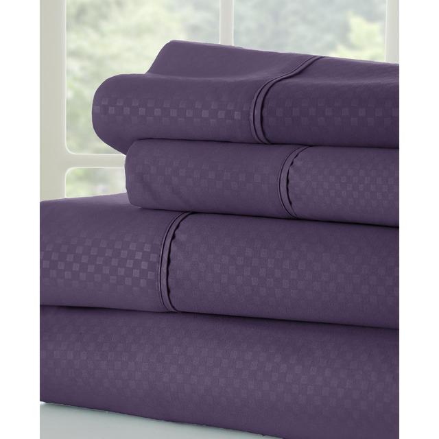 Expressed In Embossed by The Home Collection Checkered 4 Piece Bed Sheet Set, King