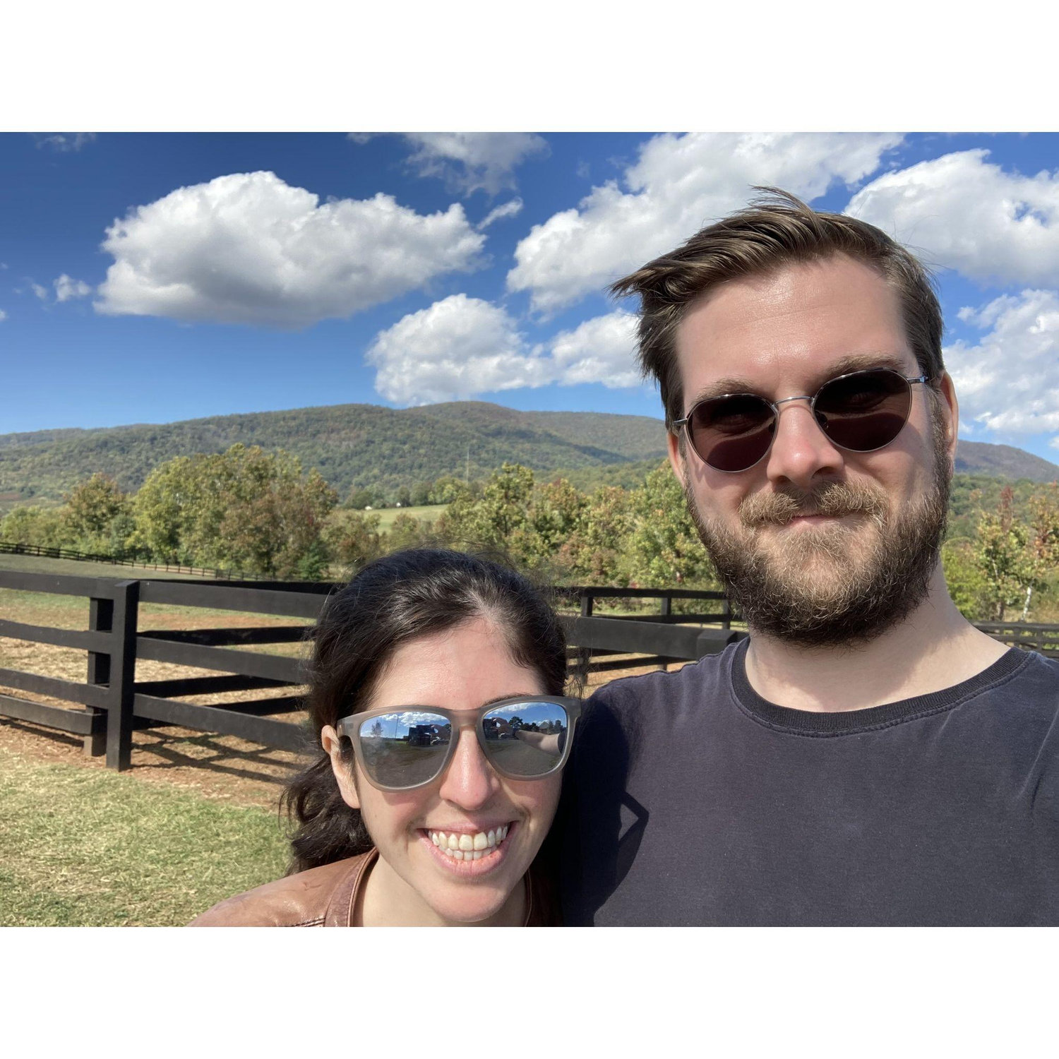 Here we are during a visit to one of Charlottesville's many vineyards. The wine is passable, but the views are spectacular!