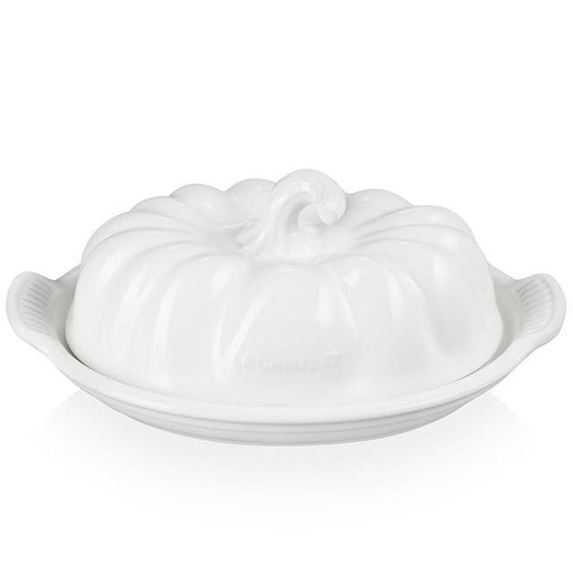 Le Creuset Stoneware Pumpkin Butter Dish, White
