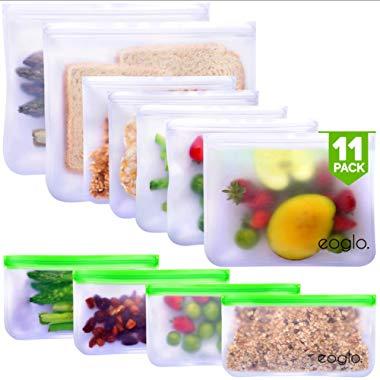 innokitchen Reusable Storage Bags (11 Pack) | To Go + Store + Freeze | Lunch Sandwiches | Kids Food | Snacks and Fruits | Travel Toiletries | EXTRA THICK | LeakProof | Resealable | BPA Free
