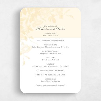 Yellow Rounded Wedding Program - Heaven