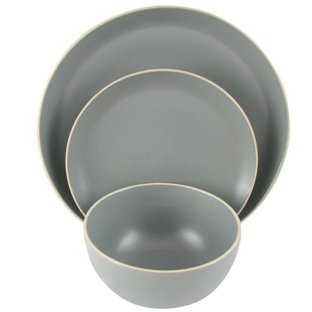 Gibson Home 12pc Stoneware Rockaway Matte Dinnerware Set Gray
