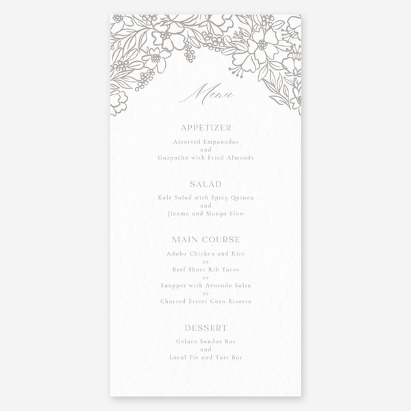 Mira Letterpress | Oatmeal | Zola Wedding Menus