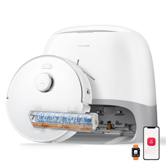 roborock Qrevo Curv 2 Flow Robot Vacuum and Mop, SpiraFlow Real-Time Self-Cleaning Roller Mop, 20,000 Pa, Dual Zero-Tangle System, AI Obstacle Avoidance, Heat-Washes & Dries Mop, Carpet Protection