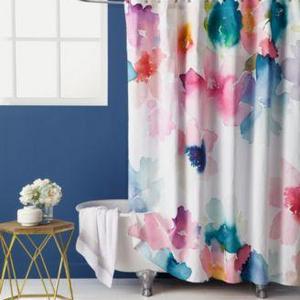 bluebellgray Sanna Cotton Watercolor Floral-Print Shower Curtain