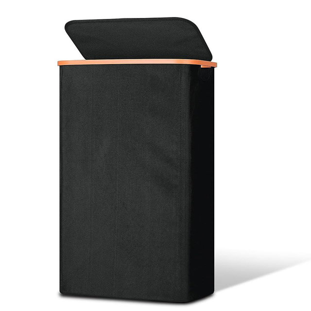 Vincona Slim Laundry Basket with Lid, Narrow Dirty Clothes Hampers for Laundry with ABS Handle, Skinny Laundry Bin for Laundry Room, Dorm, Bedroom and Bathroom, 19.8 Gallon (75L) Black