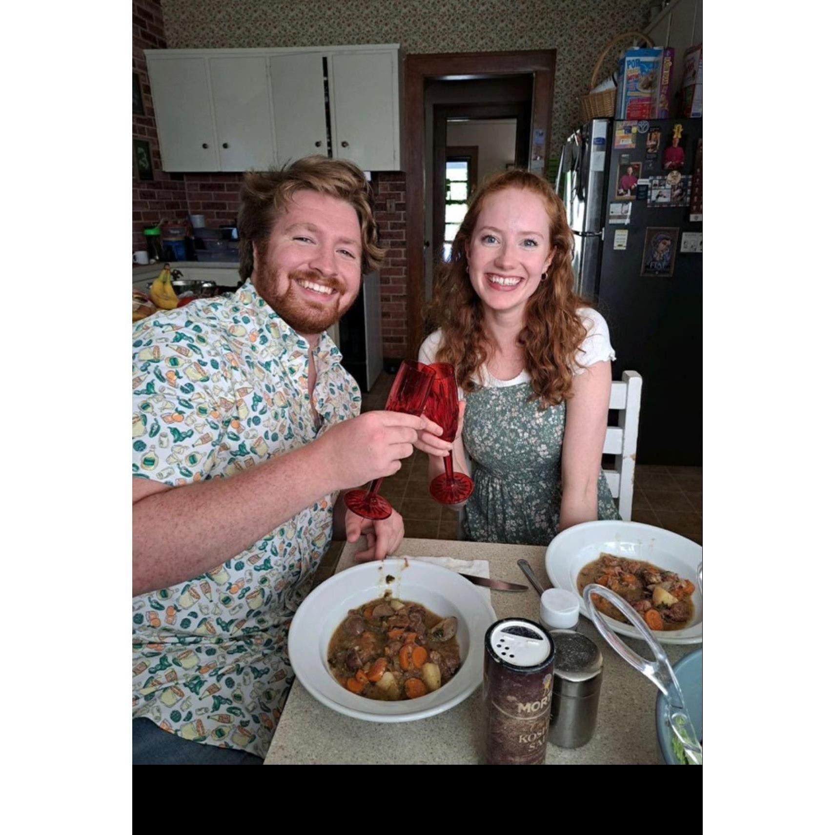 William & Amy celebrate their proposal with family.