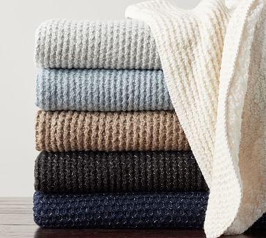 Thermal Knit Sherpa Back Throw