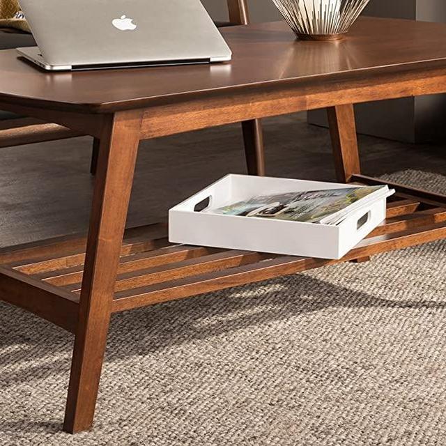 Baxton Studio Sacramento Mid-Century Modern Scandinavian Style Coffee Table, Dark Walnut