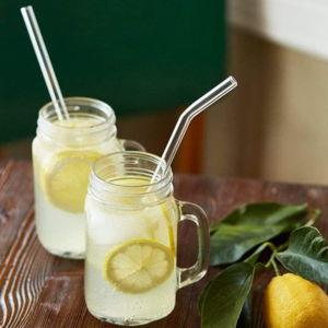 Halm 6 Pack Stanley 20oz bent Straws for Quencher, Cup & Tumbler - Glass Drinking Straw 9 inch - Plastic-Free + Cleaning Brush Clear Reusable & Dishwasher Safe - Made in Germany