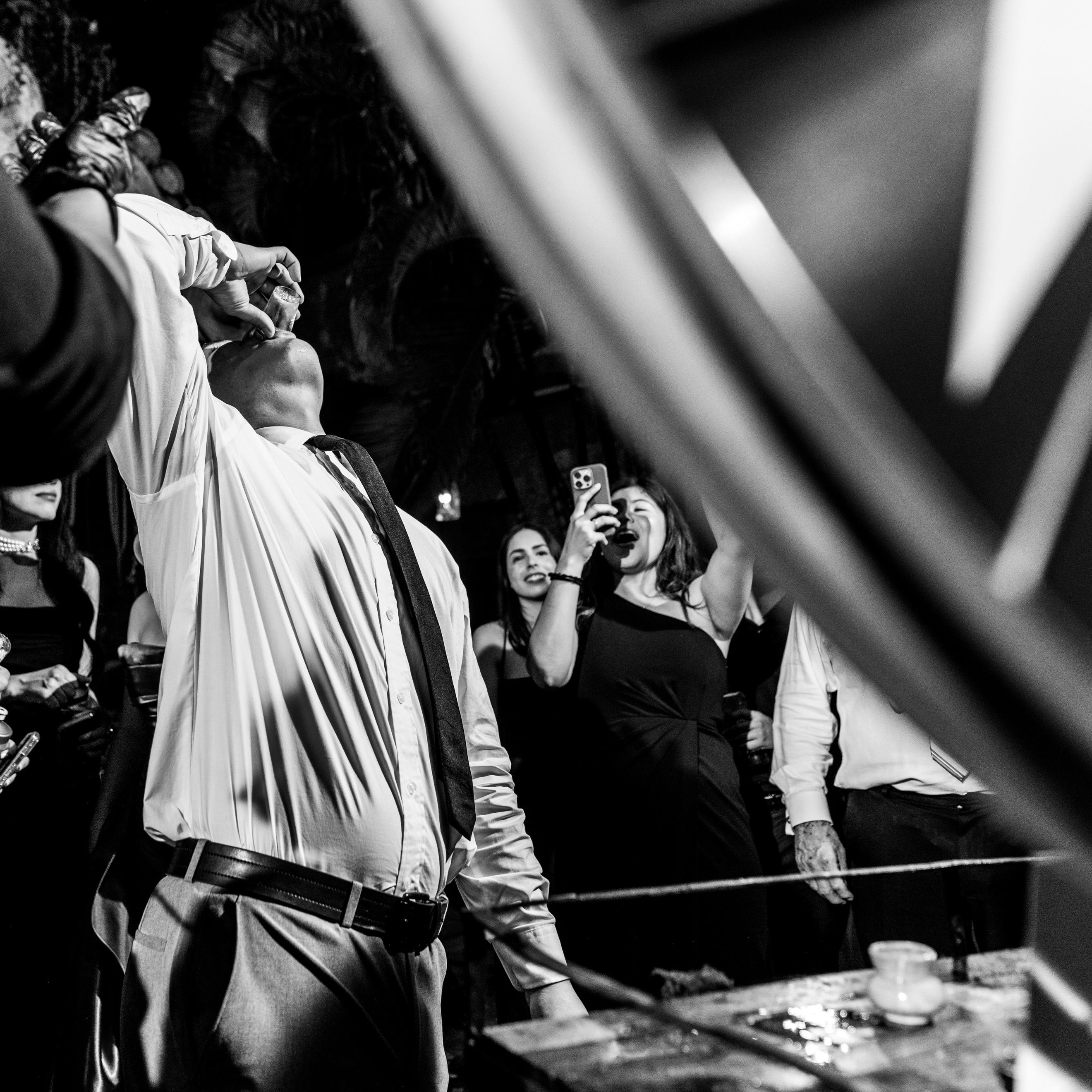 Shots, shots, shots! Drinking and celebrating Alejandra & Daniel's love in Tequila, Mexico.