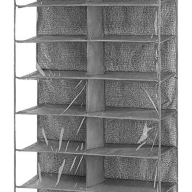 Whitmor Over The Door Shoe Shelves - 26 Sections - Crosshatch Gray