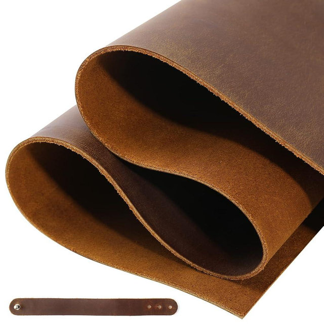 RingSun Genuine Leather Sheets for Crafts 24''X24'' Full Grain Leather Tooling Leather (2mm) Thick Cowhide Leather Pieces Square, Dark Brown